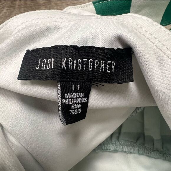 Jodi Kristopher Green White Striped Dress Size 11 - Picture 7 of 11